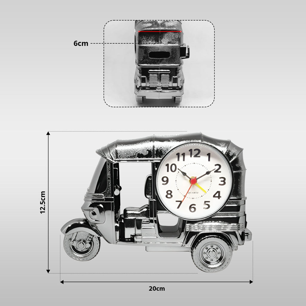 Unique Modern Three-Wheeler Alarm Clock Gift, Stylish Desk & Home Decor
