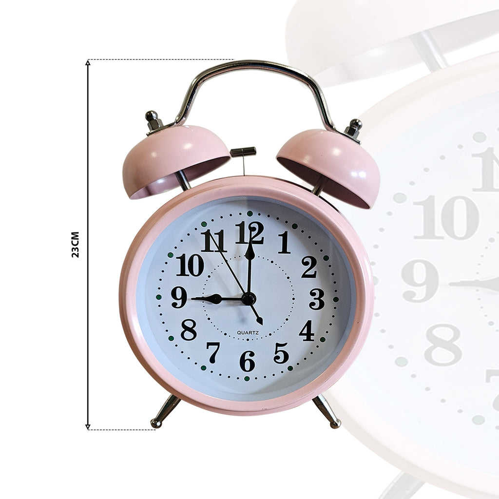 Retro Twin Bell Loud Bedside Alarm Clock Battery Operated for Heavy Sleepers