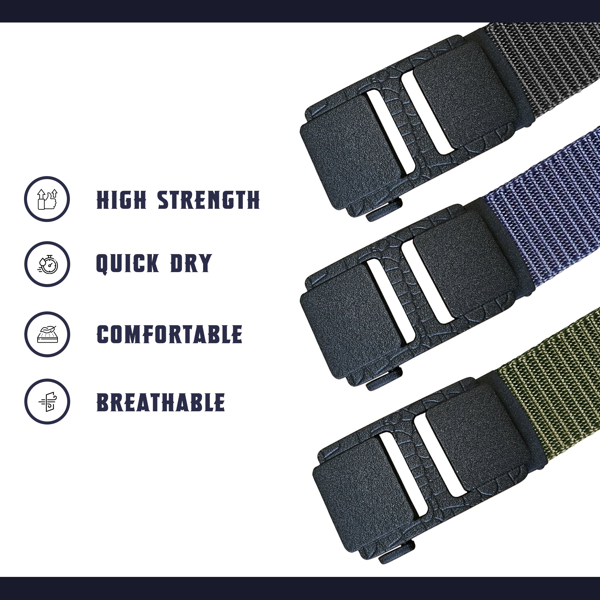 Adjustable Men's Tactical Nylon Webbing Belt with Quick Release Buckle