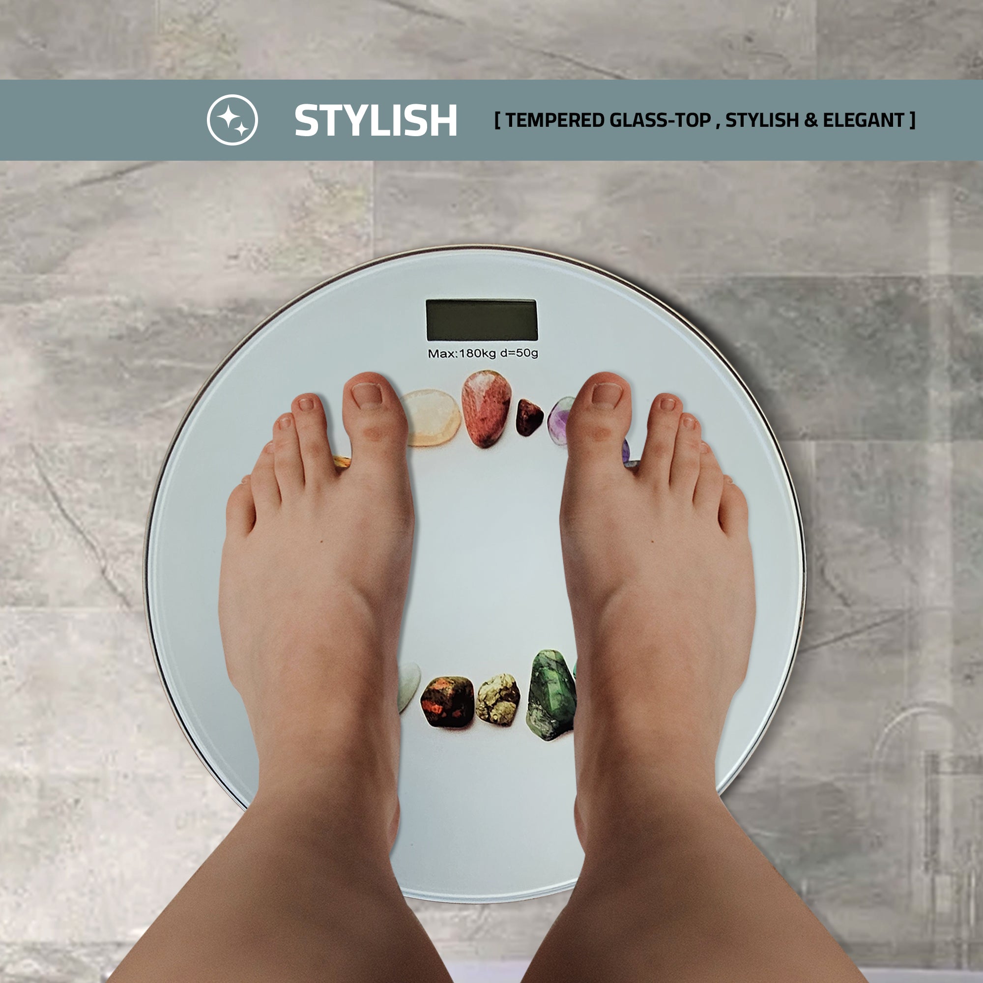 High-Precision Digital Bathroom Scale for Weight Loss, Stylish Design, 180kg Max