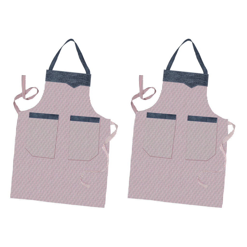 Adjustable Cotton Unisex Cooking Apron with Handy Double Pockets