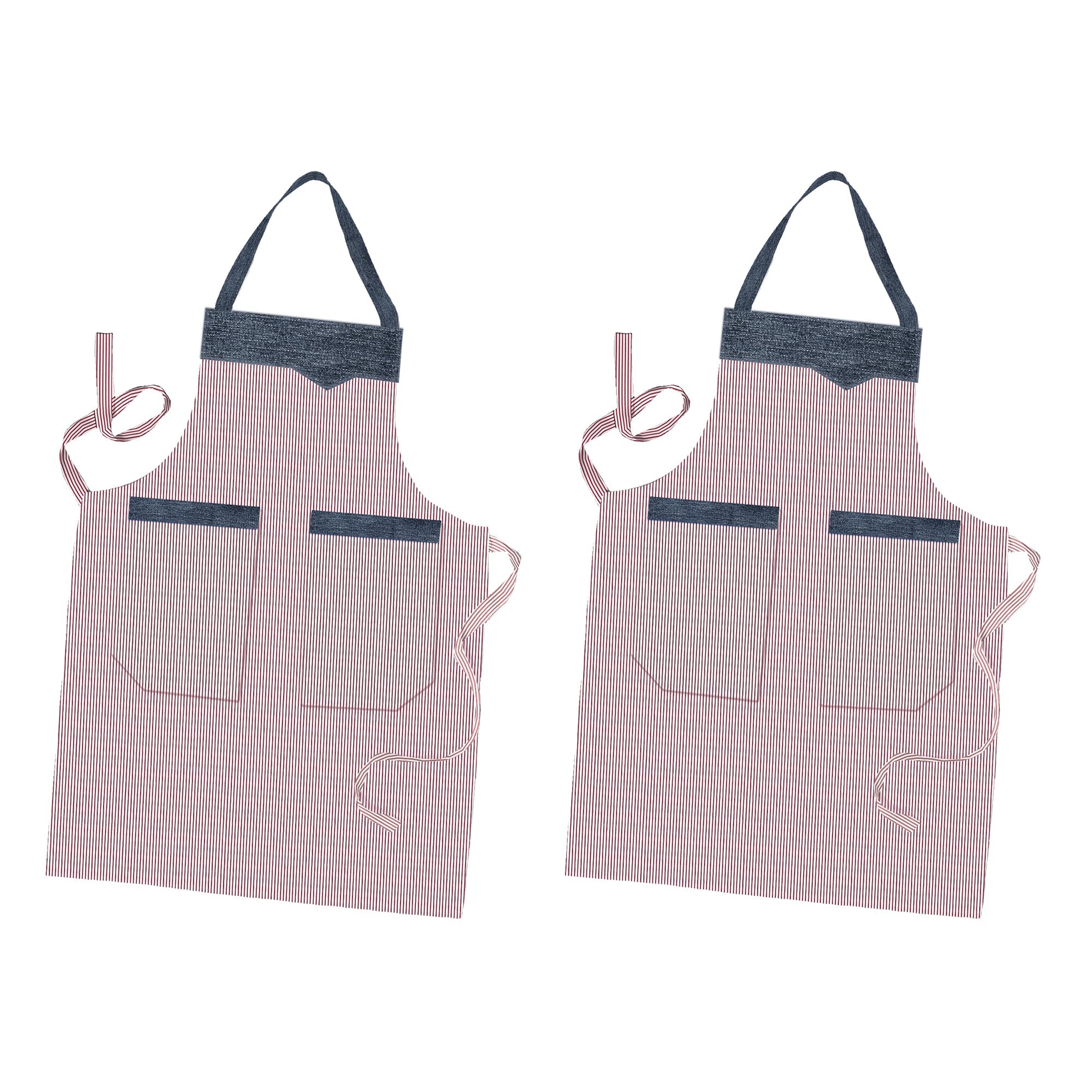 Adjustable Cotton Unisex Cooking Apron with Handy Double Pockets