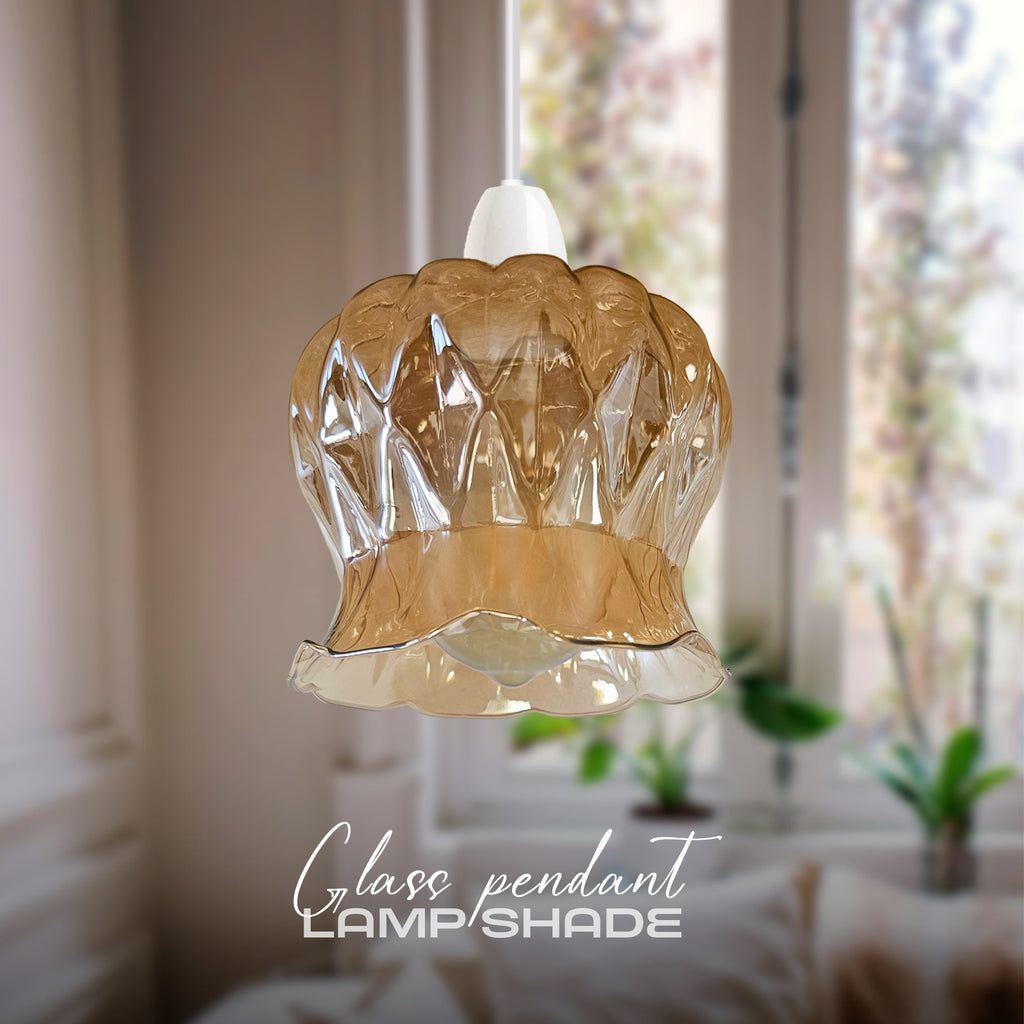Modern Floral Glass Pendant Light Shade Easy Fit Chrome Finish