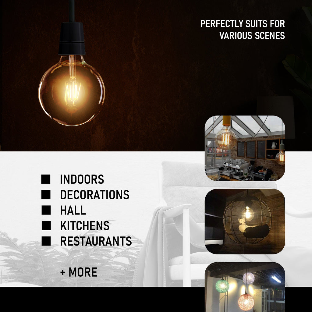 3-Pack G125 E27 8W Dimmable Vintage LED Amber Globe Bulb