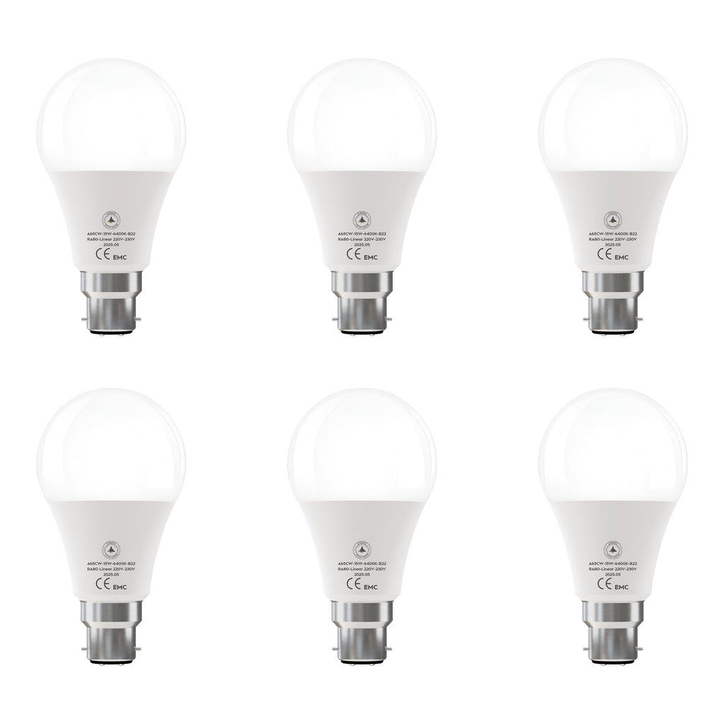 6-Pack LED Cool White GLS Bulbs: Energy-Saving E27 & B22 Non-Dimmable
