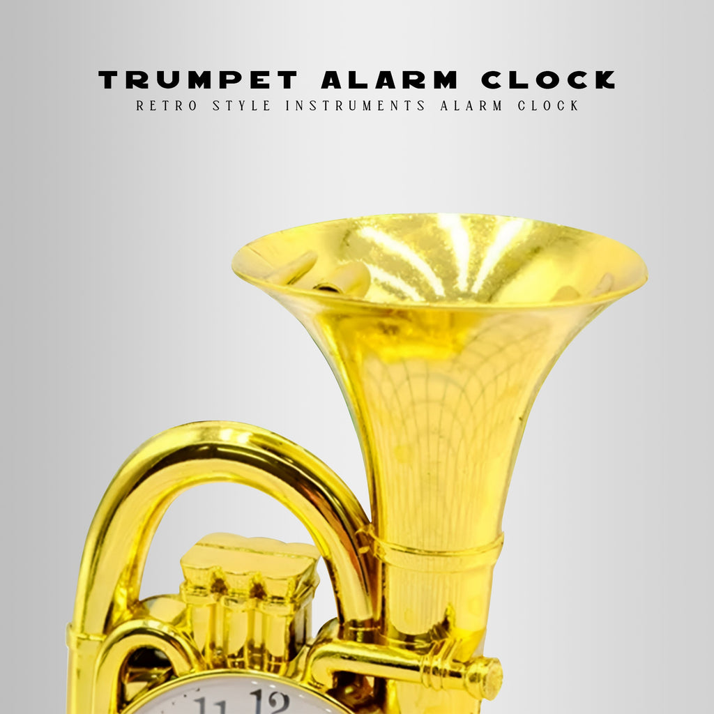 Retro Trumpet Style Analog Alarm Clock for Stylish Bedroom Decor