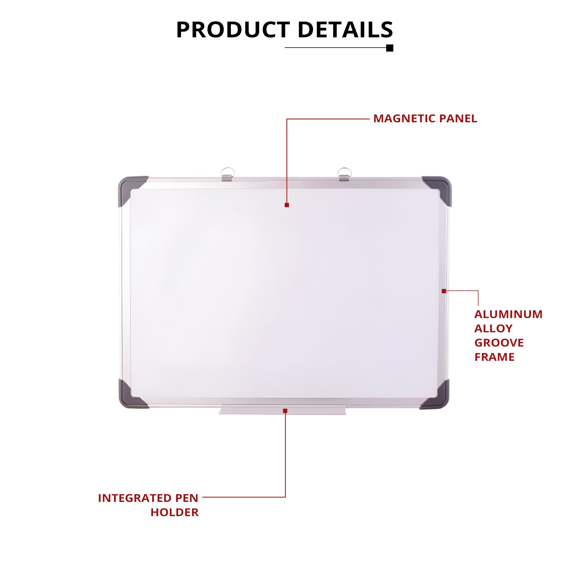 Magnetic Dry Erase Whiteboard for Home Office School with Aluminum Frame