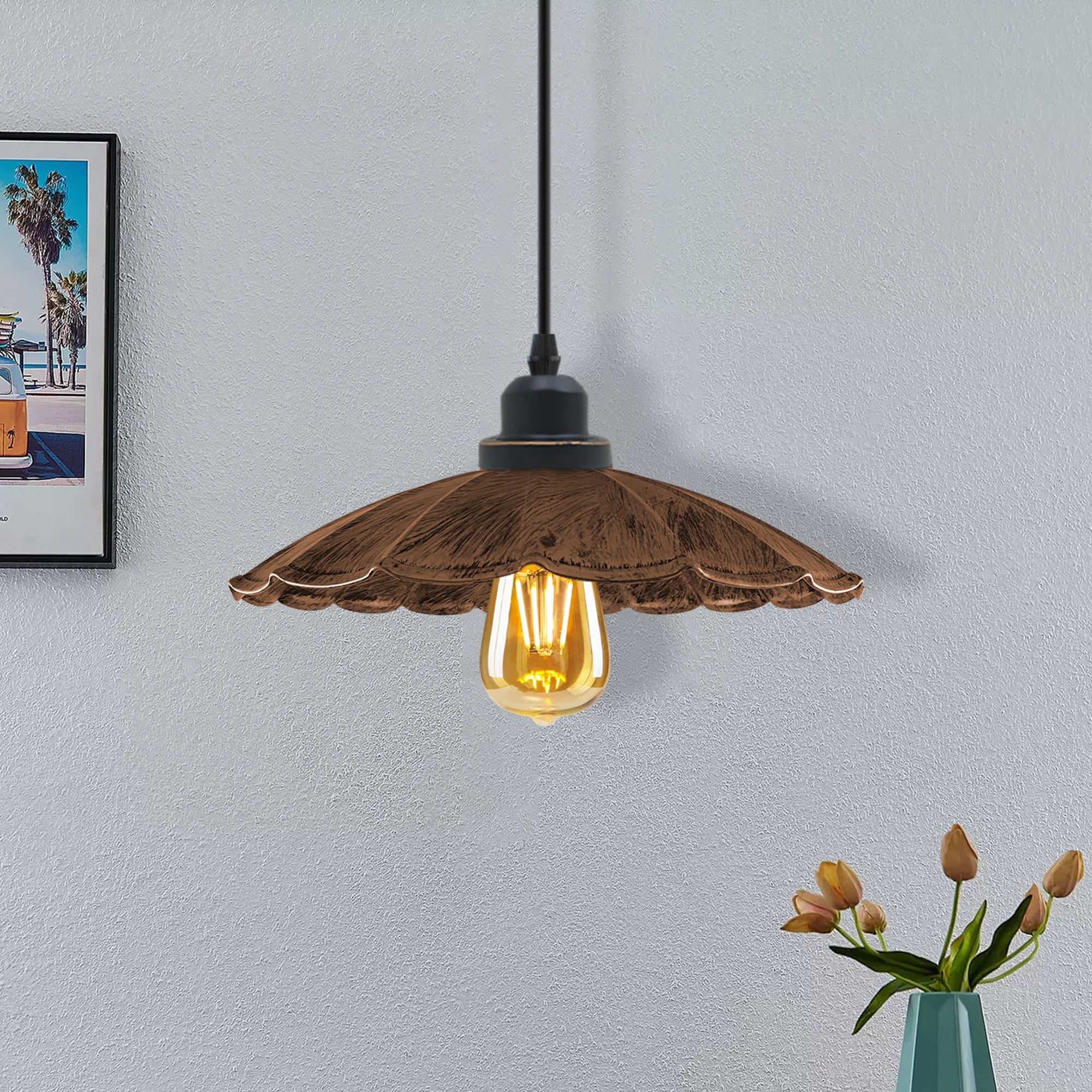 Industrial Style Metal Pendant Light Fixture for Kitchen Island Dining Room