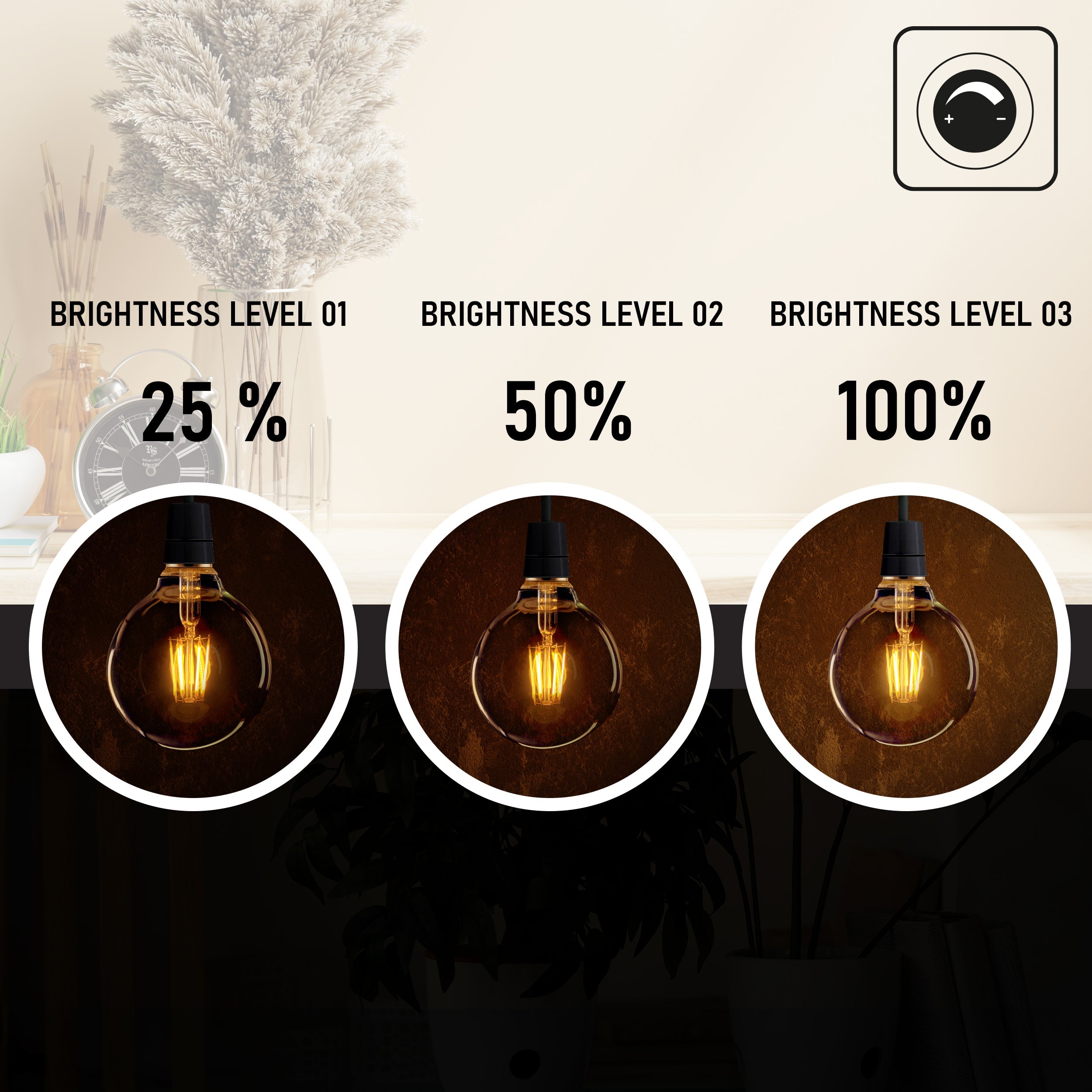 Vintage Dimmable LED Globe Light Bulb E27 Base Warm Amber Filament Style