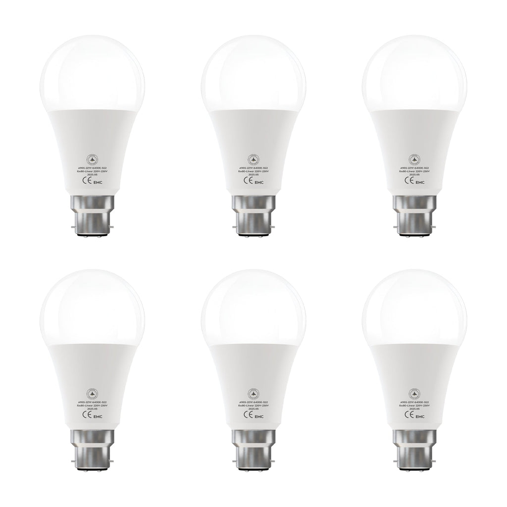 6-Pack LED Cool White GLS Bulbs: Energy-Saving E27 & B22 Non-Dimmable