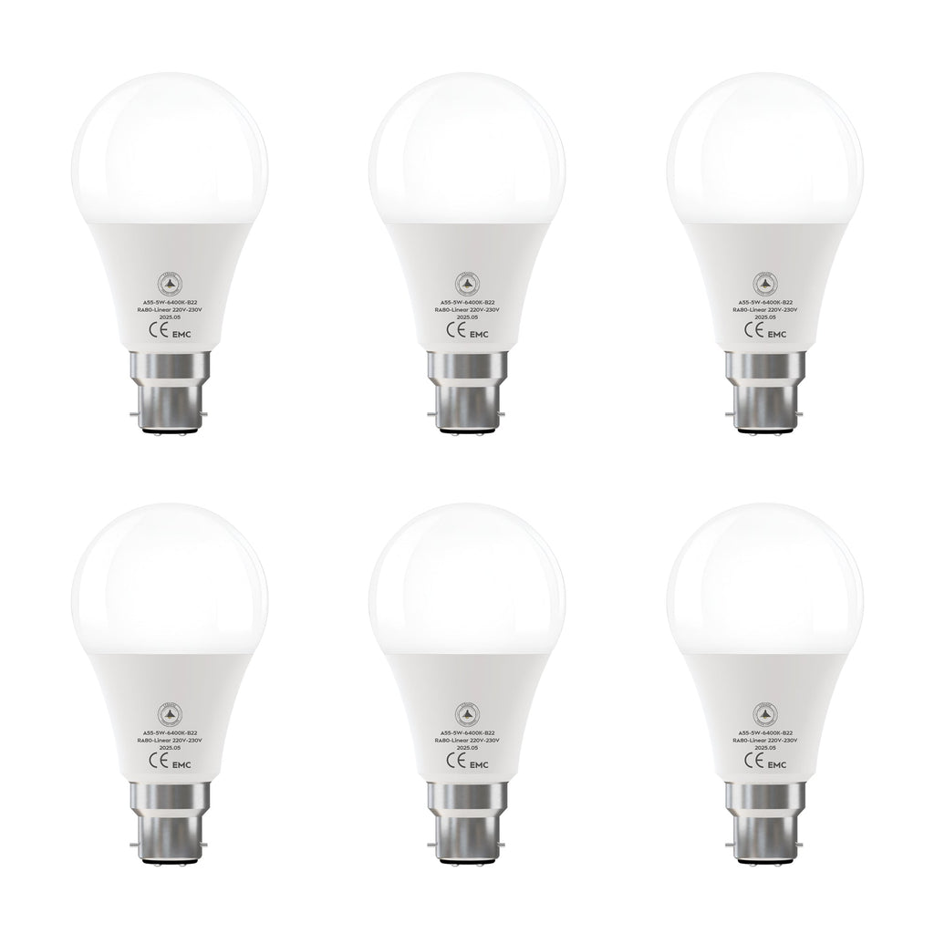 6-Pack LED Cool White GLS Bulbs: Energy-Saving E27 & B22 Non-Dimmable