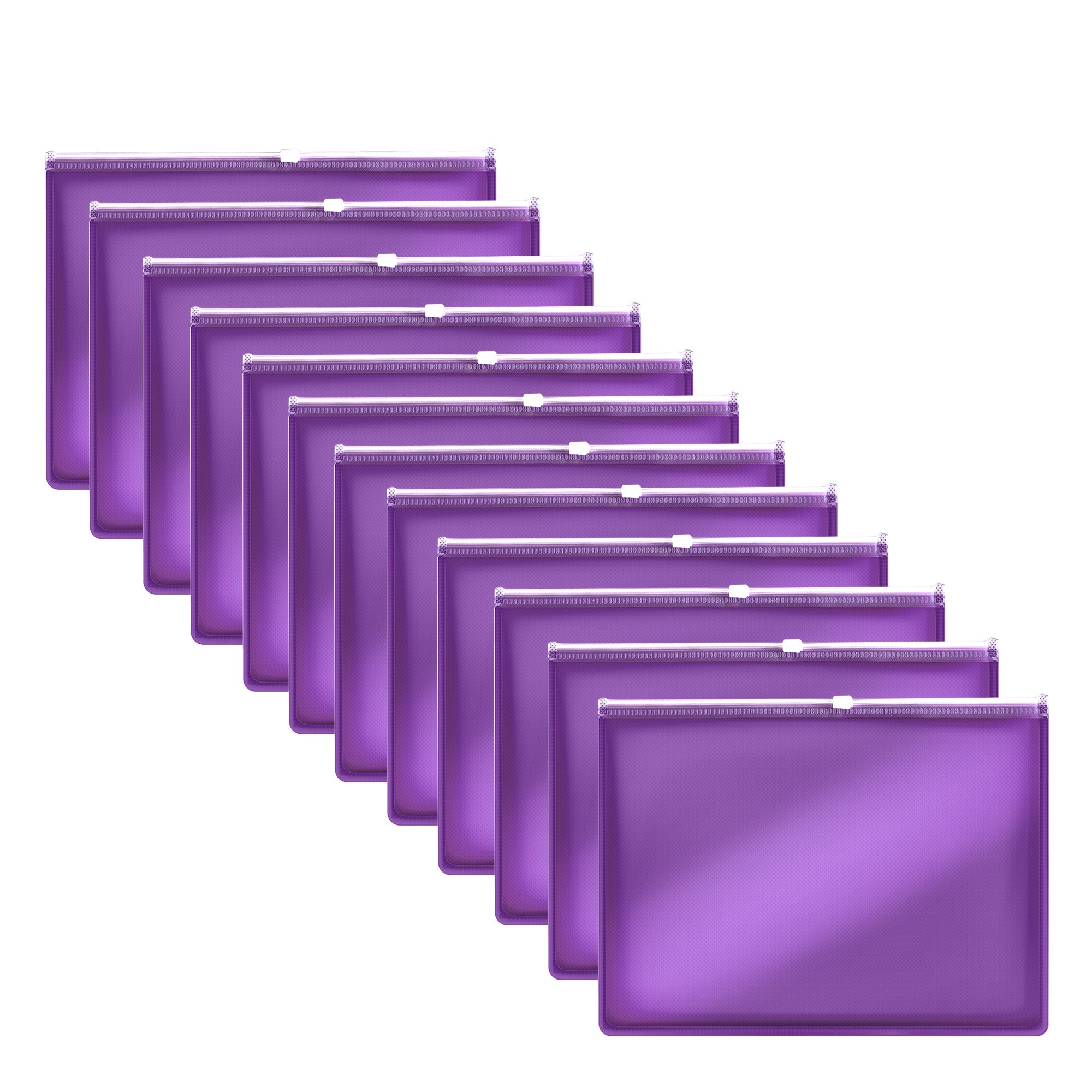 12-Pack A4/A5 Plastic Waterproof Zipper Document Wallets Clear Organizer Folders