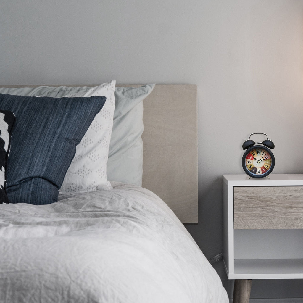 Black Twin Bell Bedside Alarm Clocks (Modern & Battery Operated)  ~5220