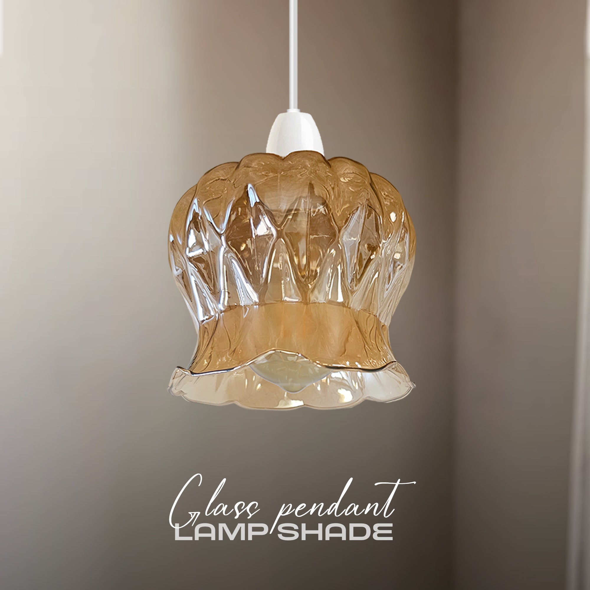 Modern Floral Glass Pendant Light Shade Easy Fit Chrome Finish