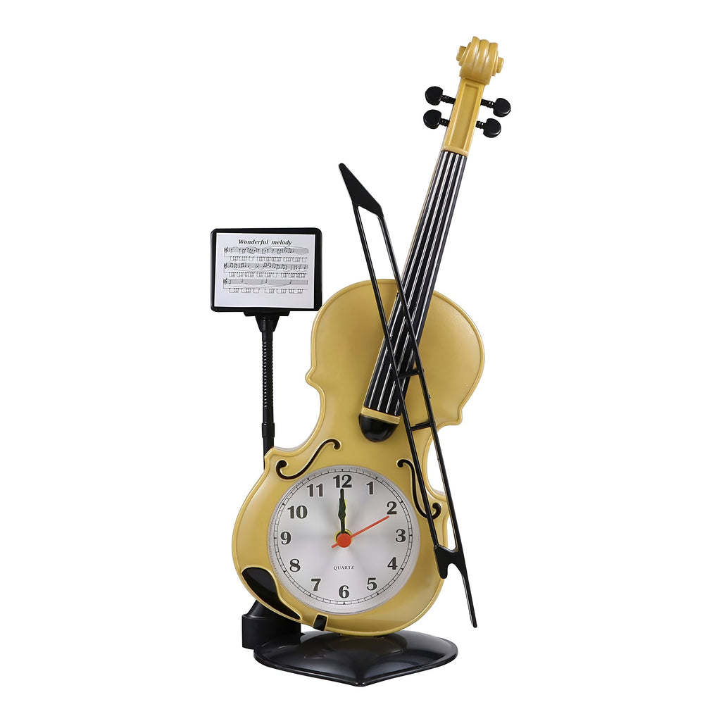 Charming Violin Design Alarm Clock for Music Lovers, Unique Desk Table Decor Piece