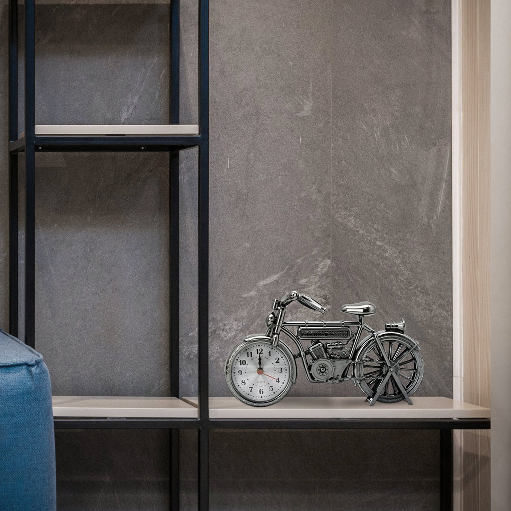 Retro Bicycle Shaped Table Clock with Silent Analogue Movement