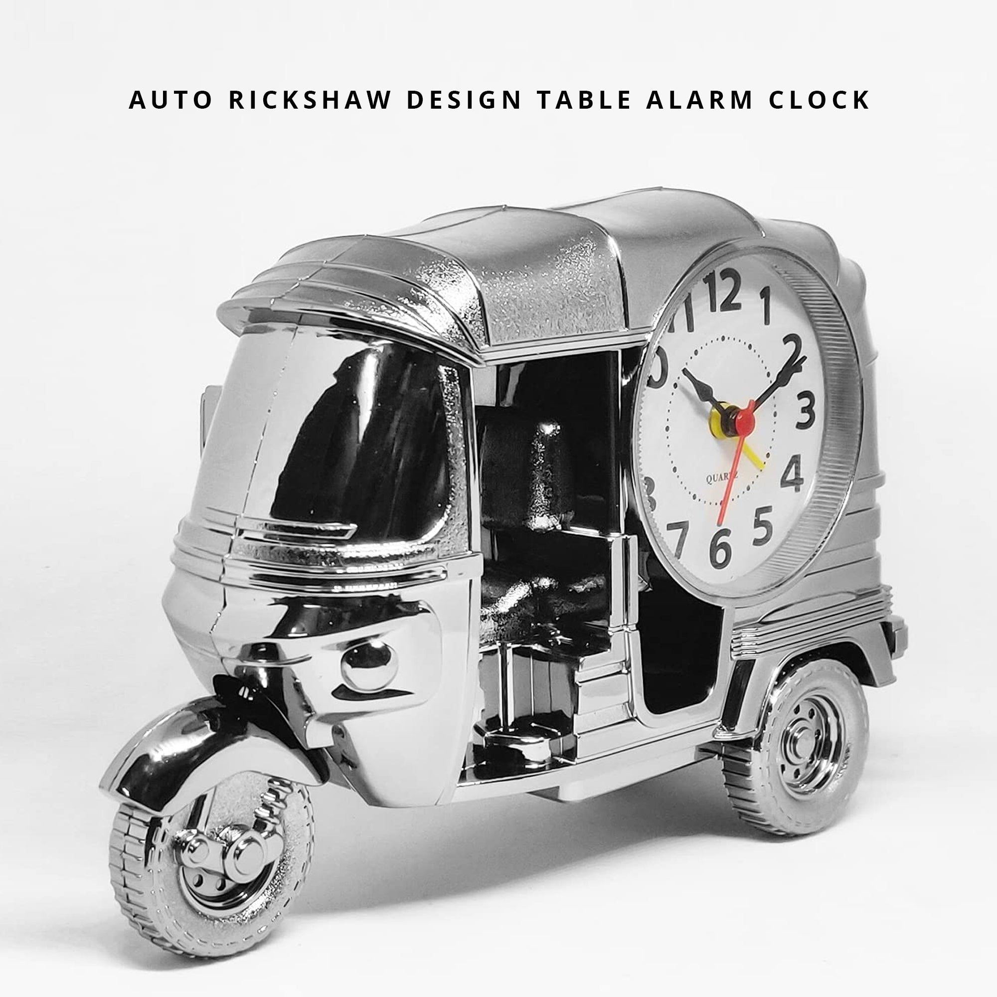 Unique Modern Three-Wheeler Alarm Clock Gift, Stylish Desk & Home Decor
