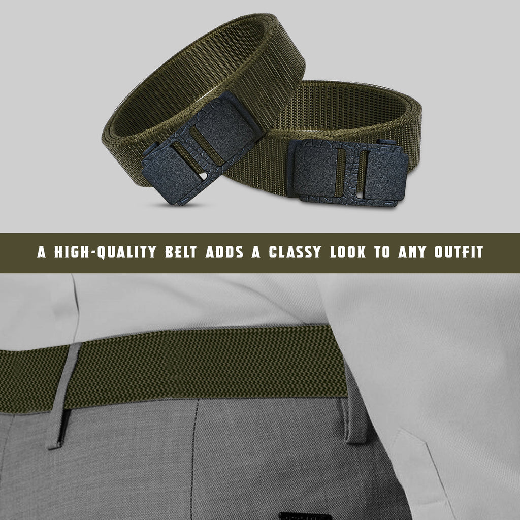 Adjustable Men's Tactical Nylon Webbing Belt with Quick Release Buckle