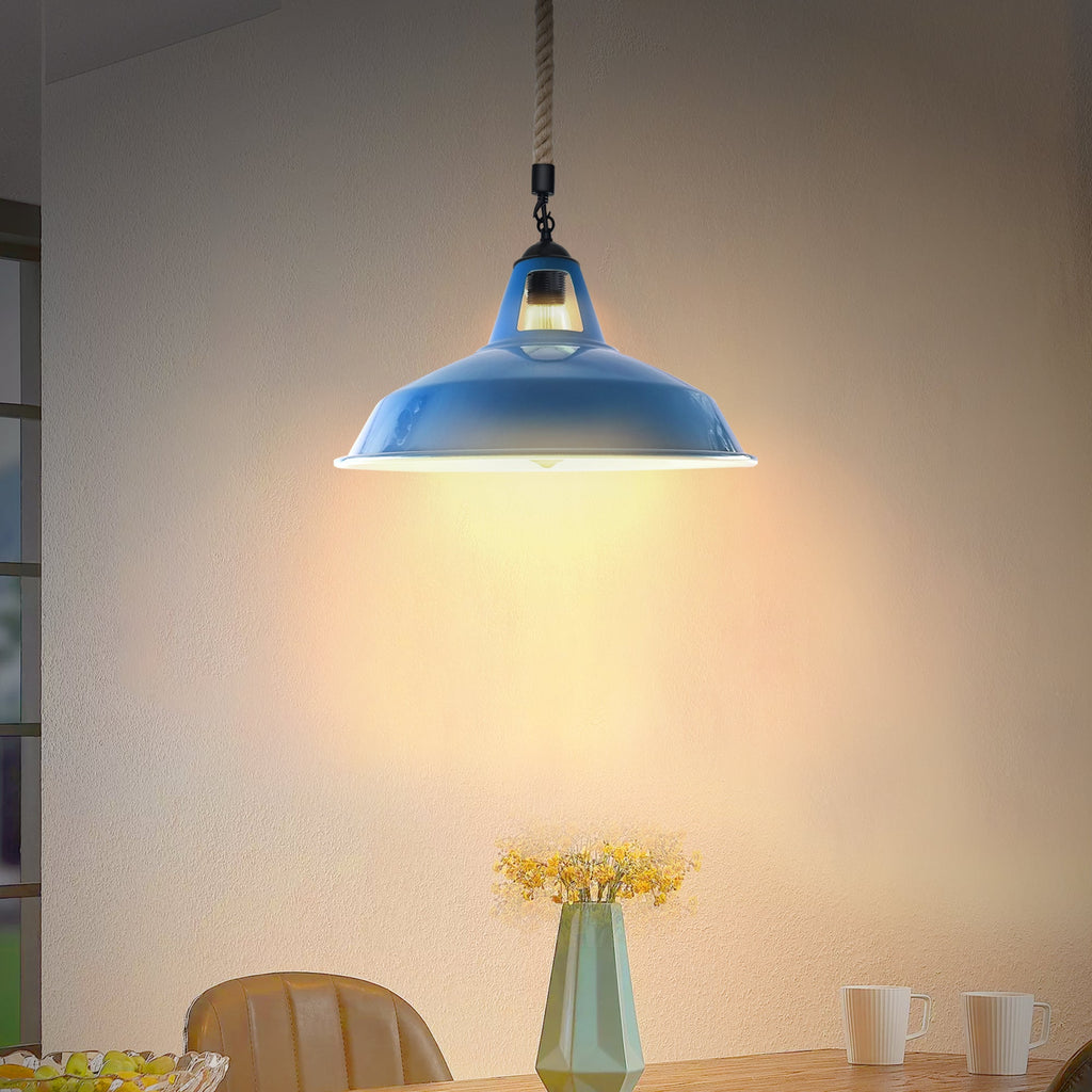 Rustic Industrial E27 Edison Hemp Rope Pendant Light Fixture Barn Home