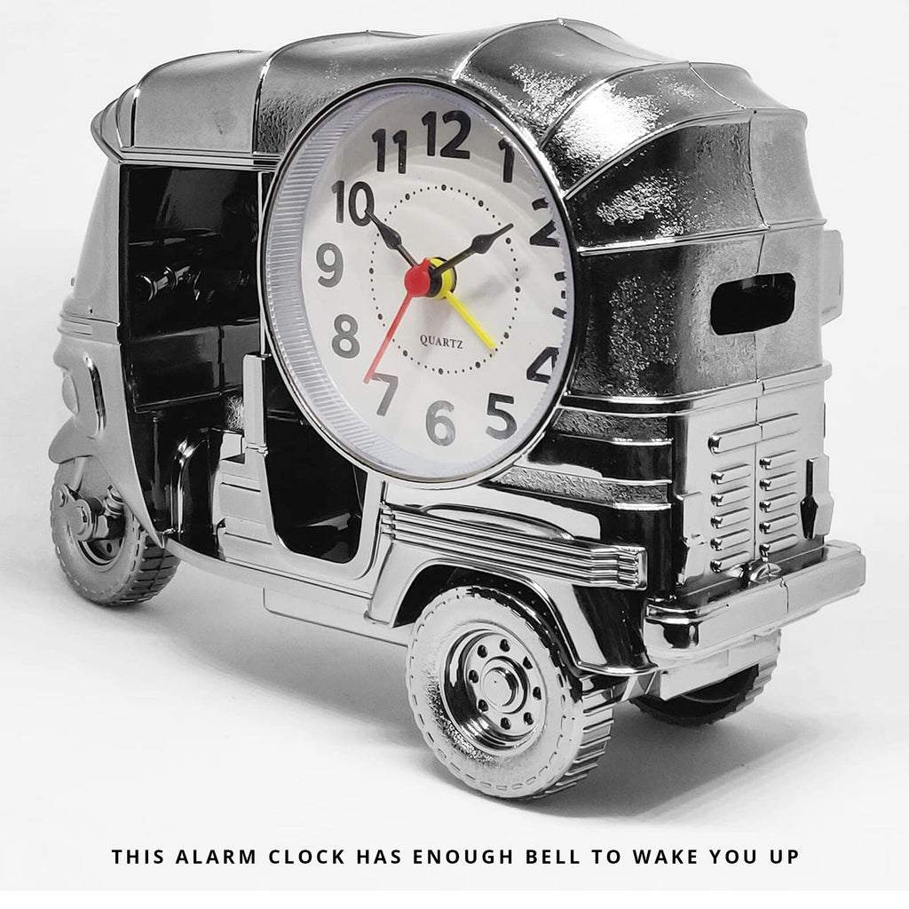 Unique Modern Three-Wheeler Alarm Clock Gift, Stylish Desk & Home Decor