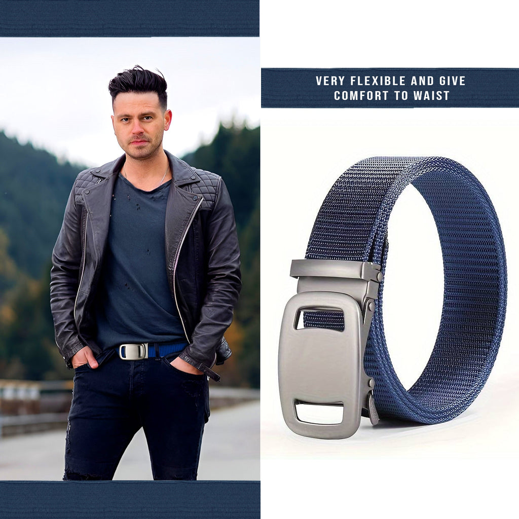 Unisex Automatic Lock Buckle Nylon Canvas Belt for Casual Outdoor Wear