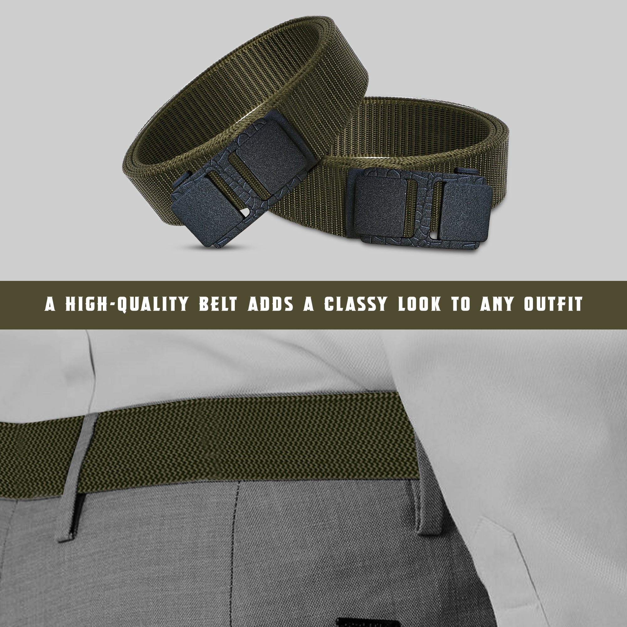 Durable Military Webbing Nylon Quick Release Belt for Men & Women