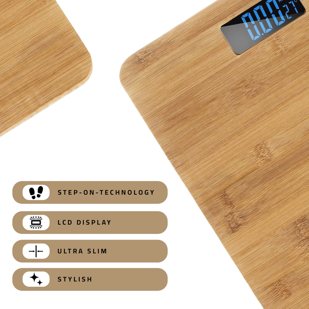 Eco-Friendly Bamboo Digital Bathroom Scale - High Precision Weight Tracker