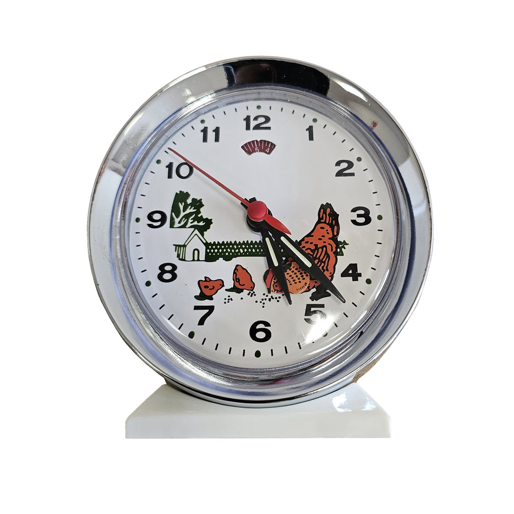 Charming Retro Animated Pecking Chicken Desk Alarm Clock with Gentle Nightlight