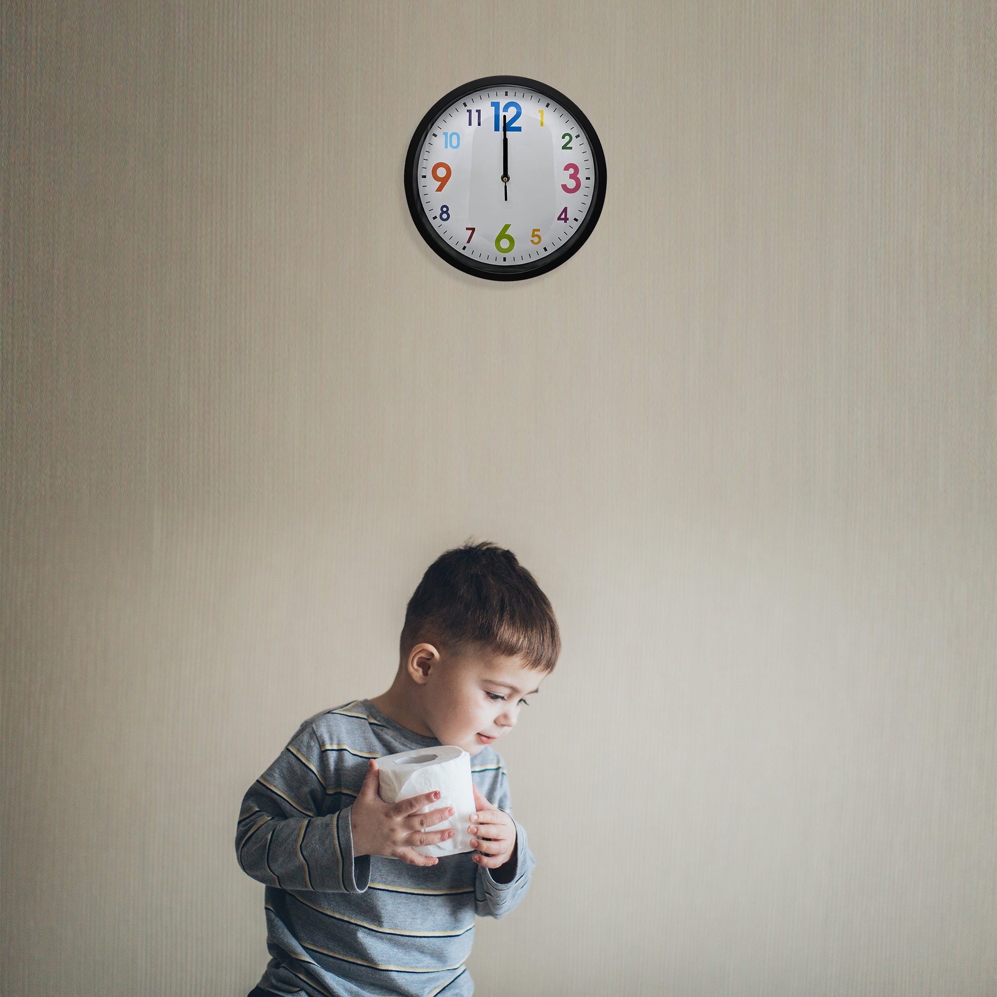Colourful Children's Battery-Operated Quartz Round Wall Clock~5194