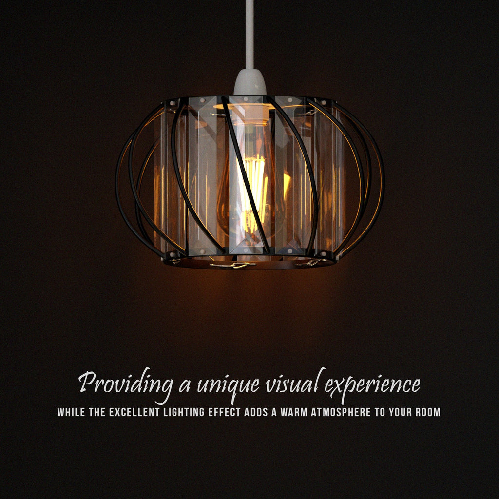 Elegant Modern Crystal Glass & Metal Cage Ceiling Pendant Light Shade