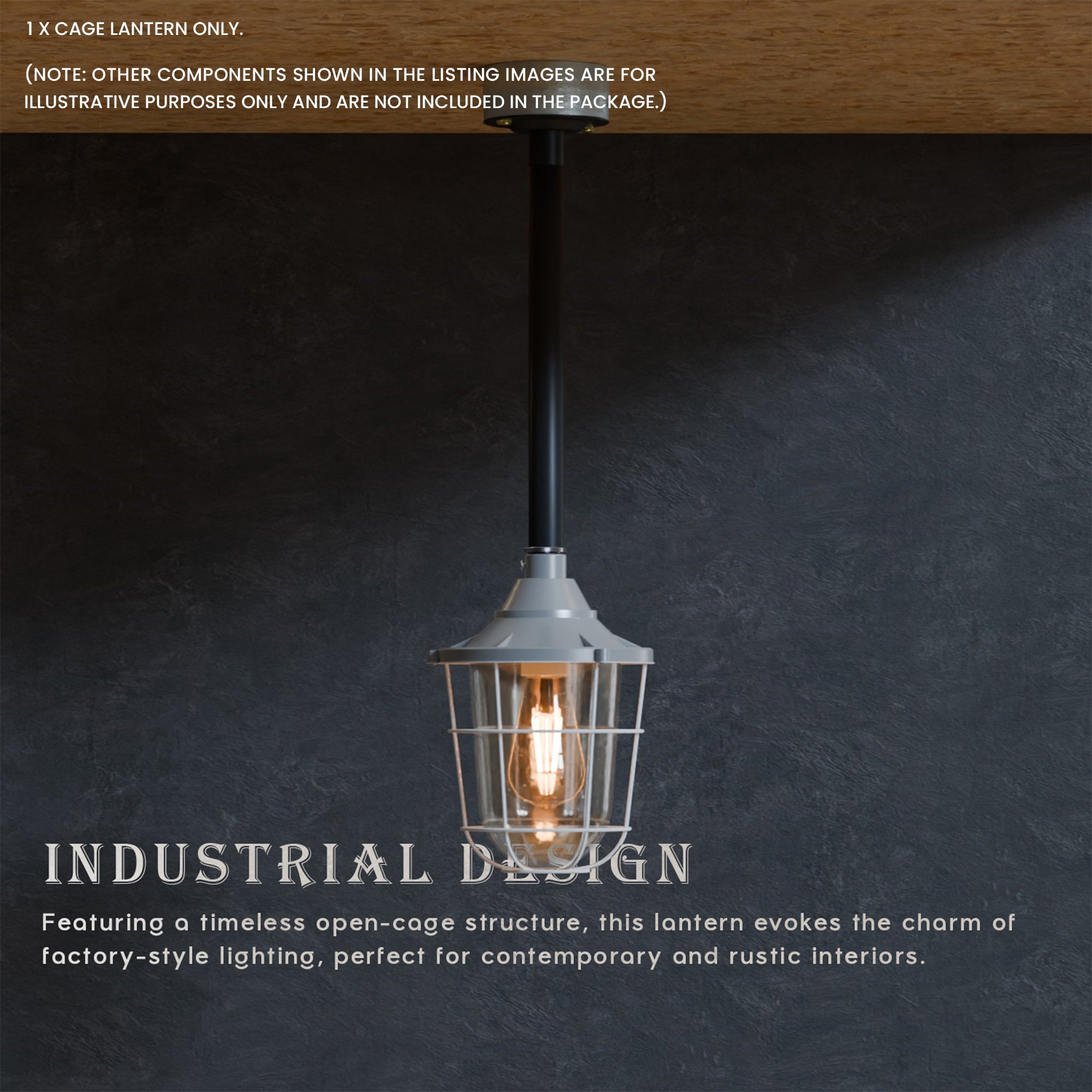Durable Industrial Caged Conduit Fisherman Wall Lantern with Tempered Glass Shade