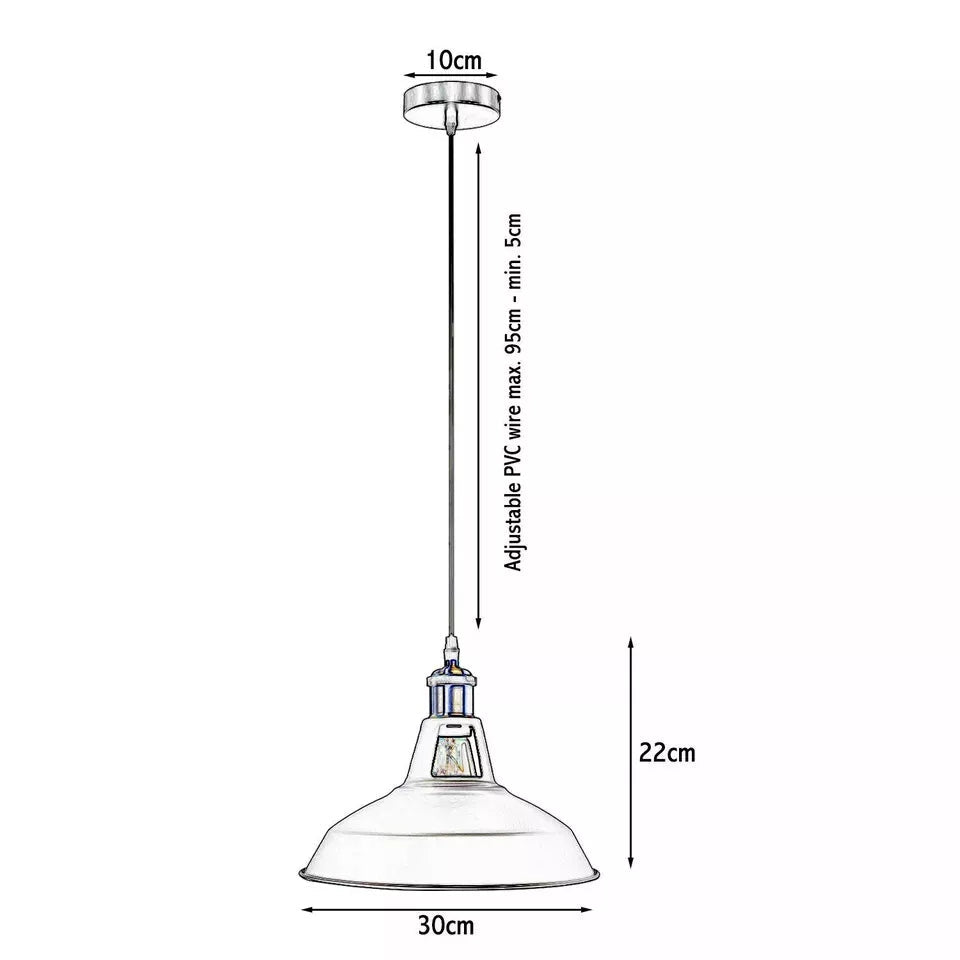 Retro Metal Barn Shade Adjustable Pendant Light, E27 Socket