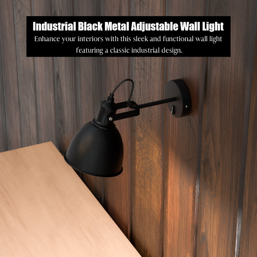 Industrial Metal Adjustable Swivel Wall Sconce with On-Off Switch for Custom Lighting