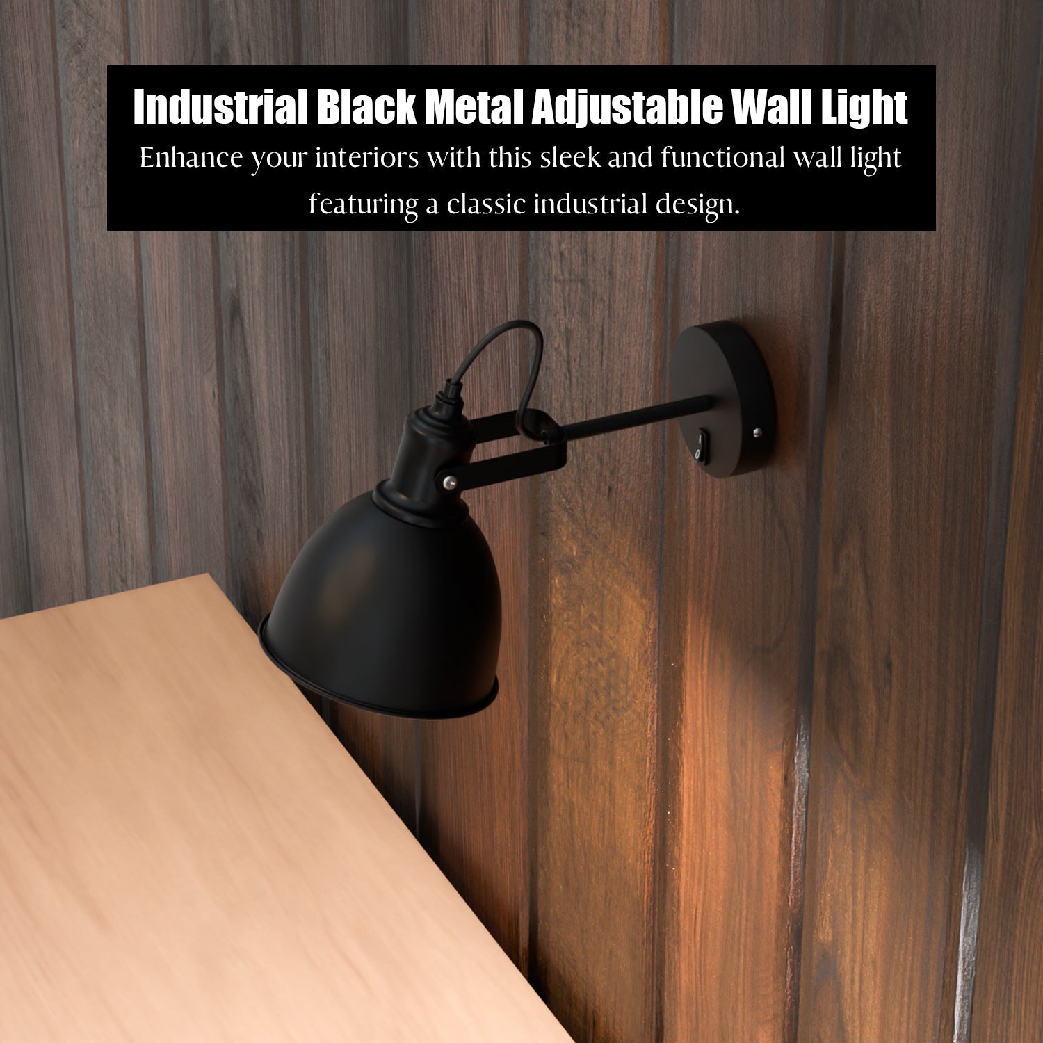 Industrial Metal Adjustable Swivel Wall Sconce with On-Off Switch for Custom Lighting
