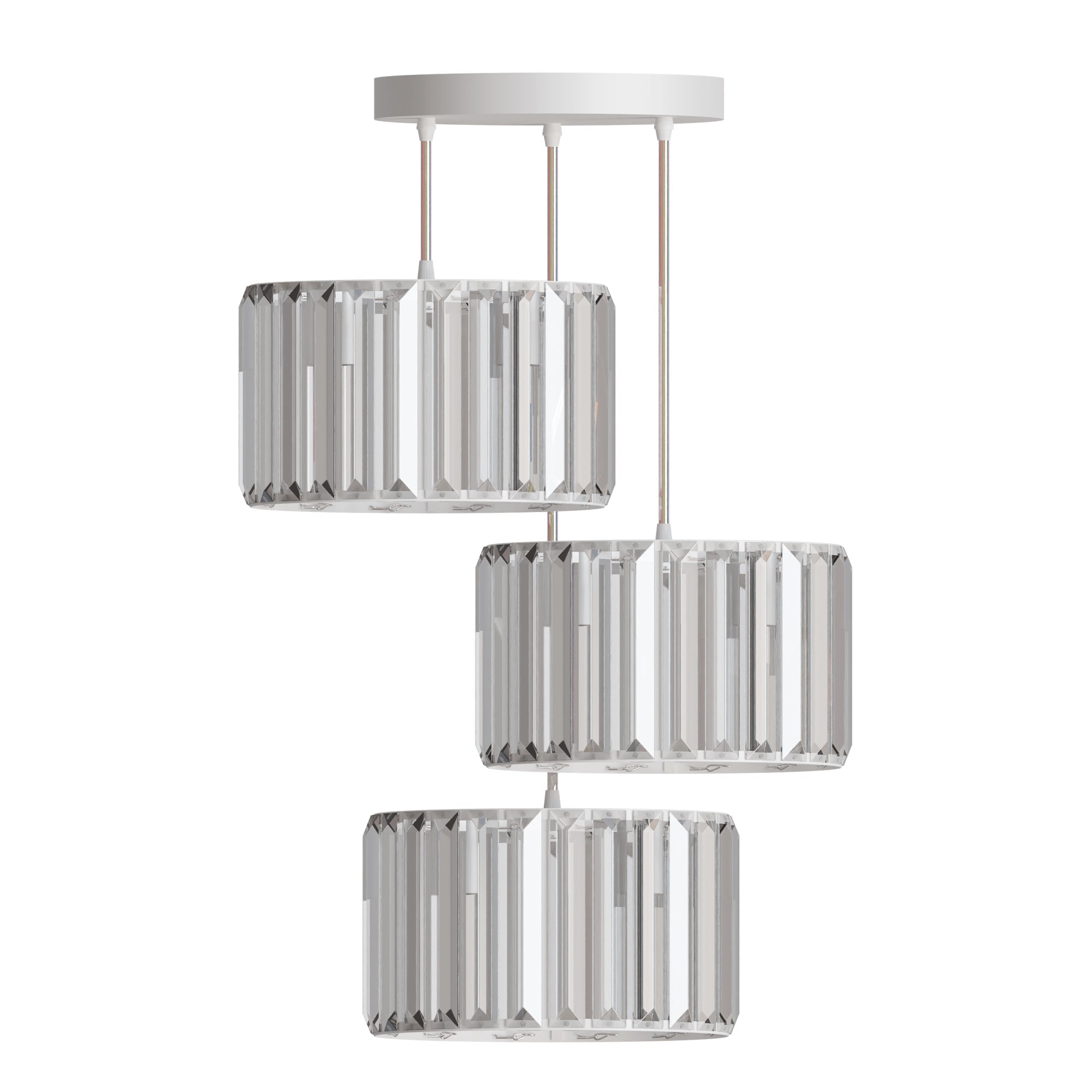 Modern 3 head Light Clear Crystal Shade Pendant Light ~5873