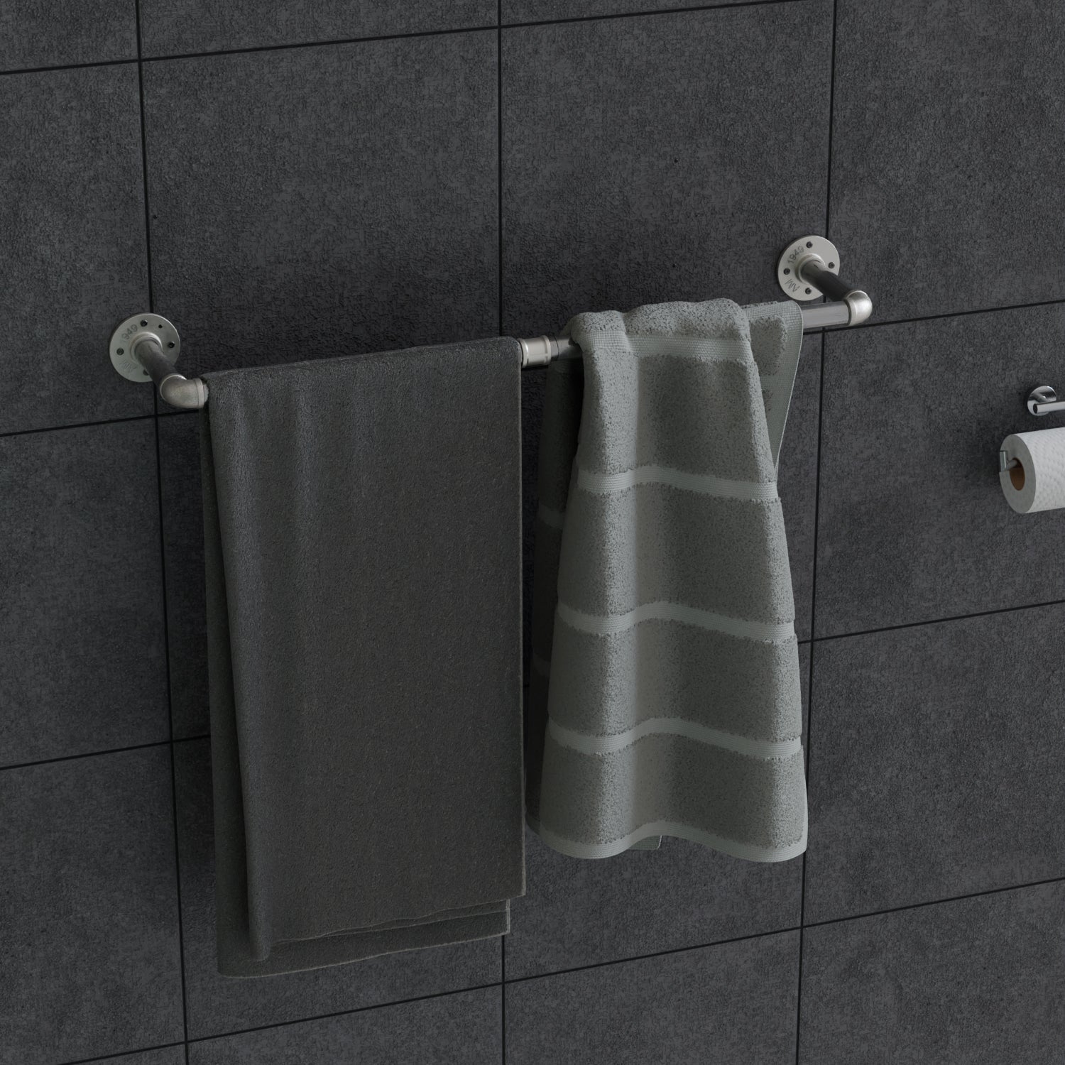 Pipe Towel Bar Wall Mounted Industrial Towel Holder for Bathroom Hanger ~6054