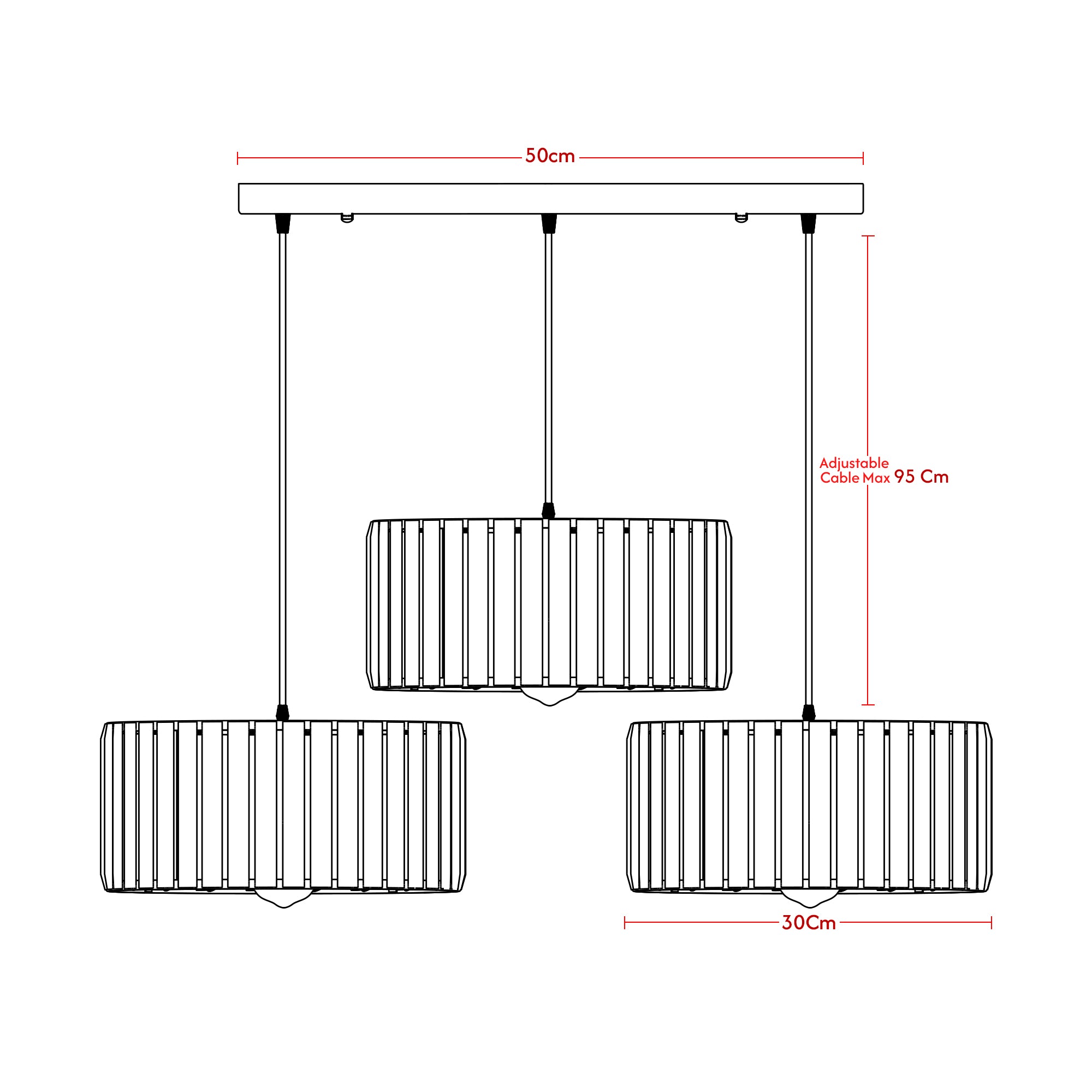 Modern Adjustable 3-Light Crystal Shade Pendant Chandelier~6125