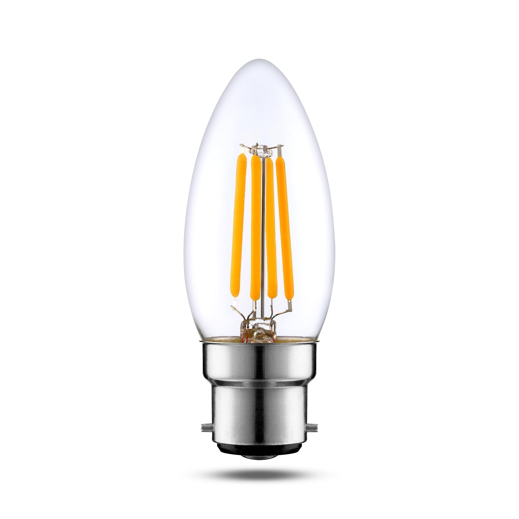 Energy Efficient B22 LED Filament Candle Bulb, 6W Cool White, Amber Glass Finish