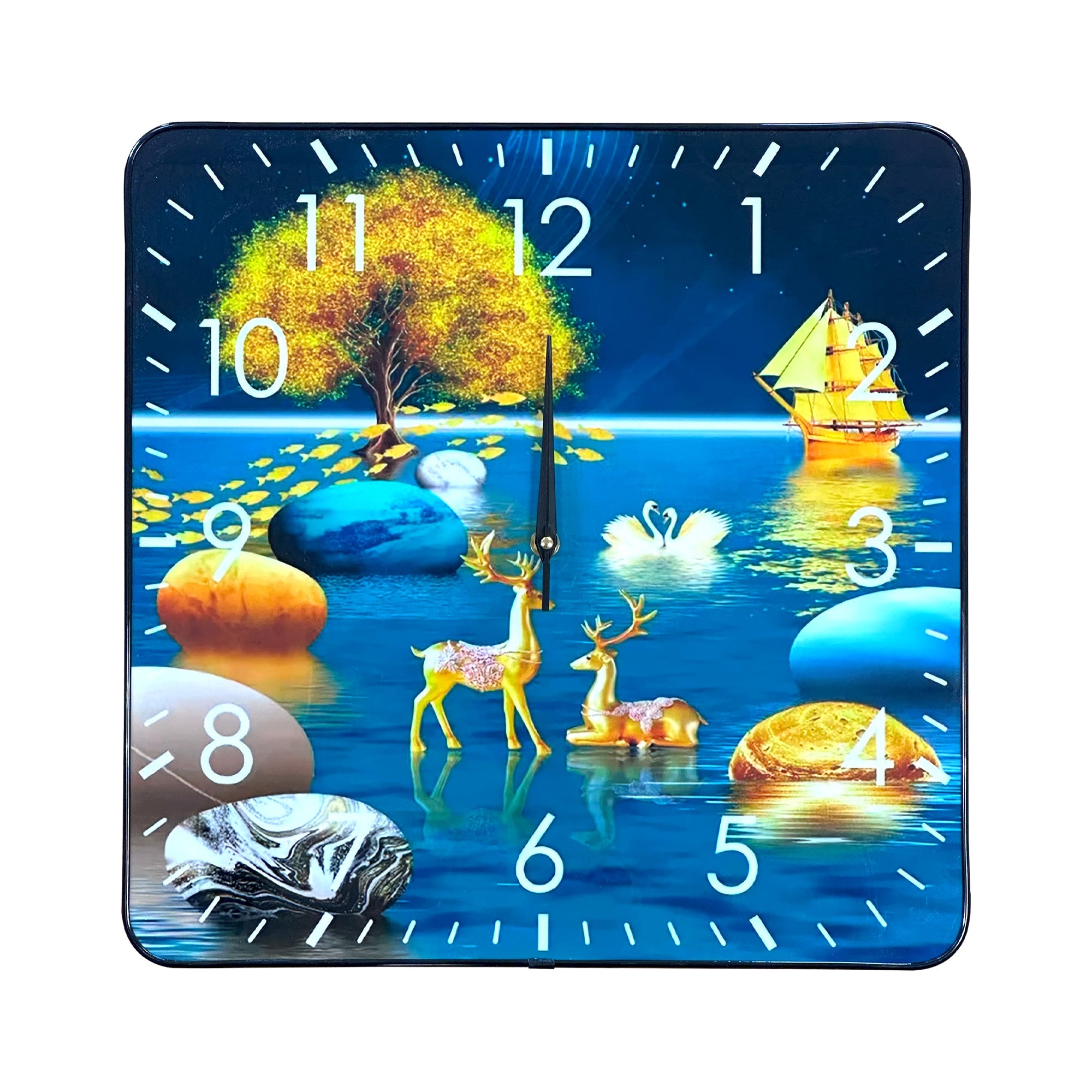 Minimalist Painting Square Shaped Metal Analog wall Clocks ~5205