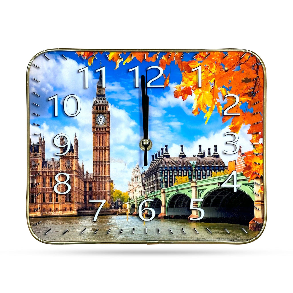 Rectangle Crystal Porcelain London Big Ben Art Battery Wall Clock