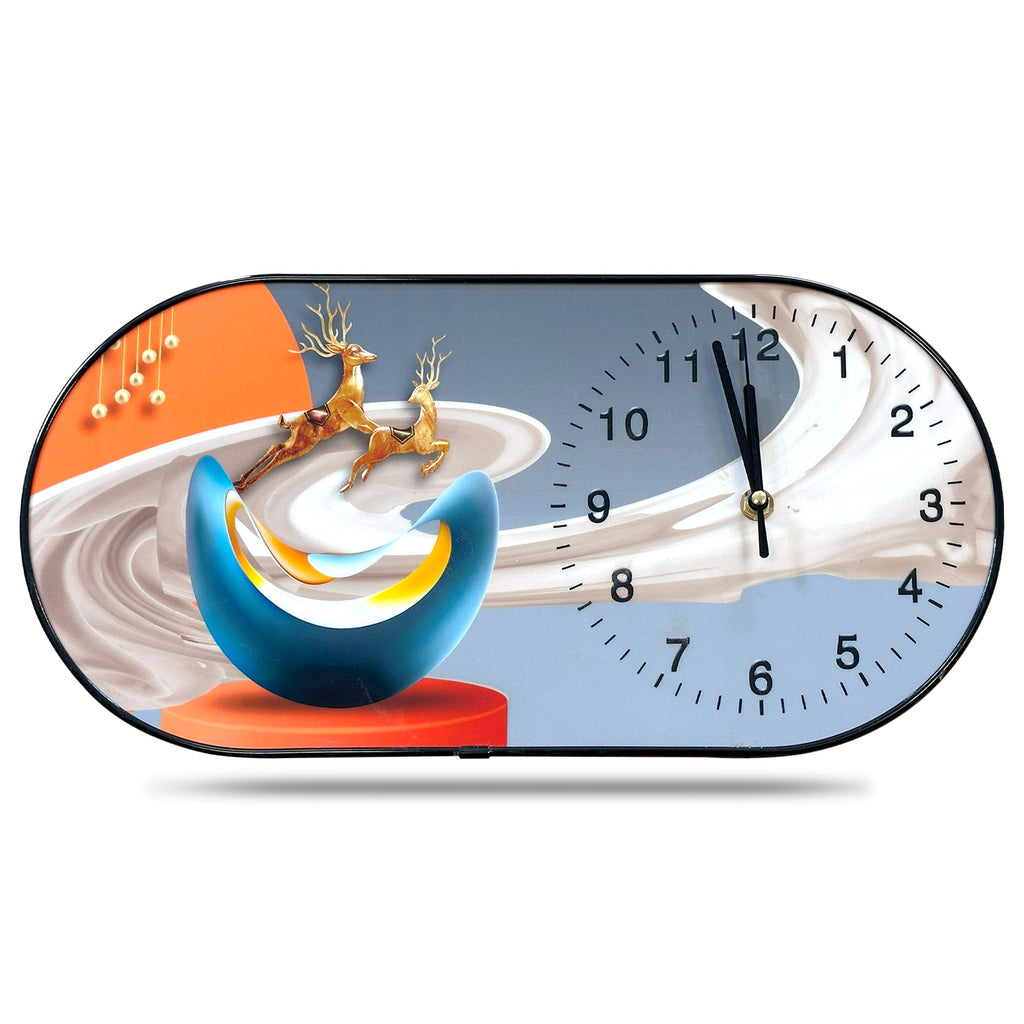 Elegant Oval Crystal Porcelain Wall Clock - Hand-Painted Decorative Artwork Timepiece