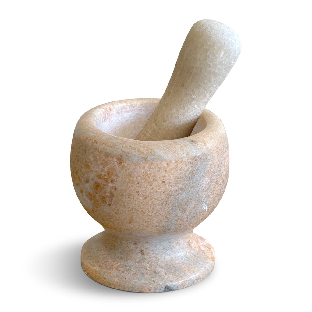 Elegant Natural Marble Mortar and Pestle Set for Herbs, Spices, and Garlic Grinding