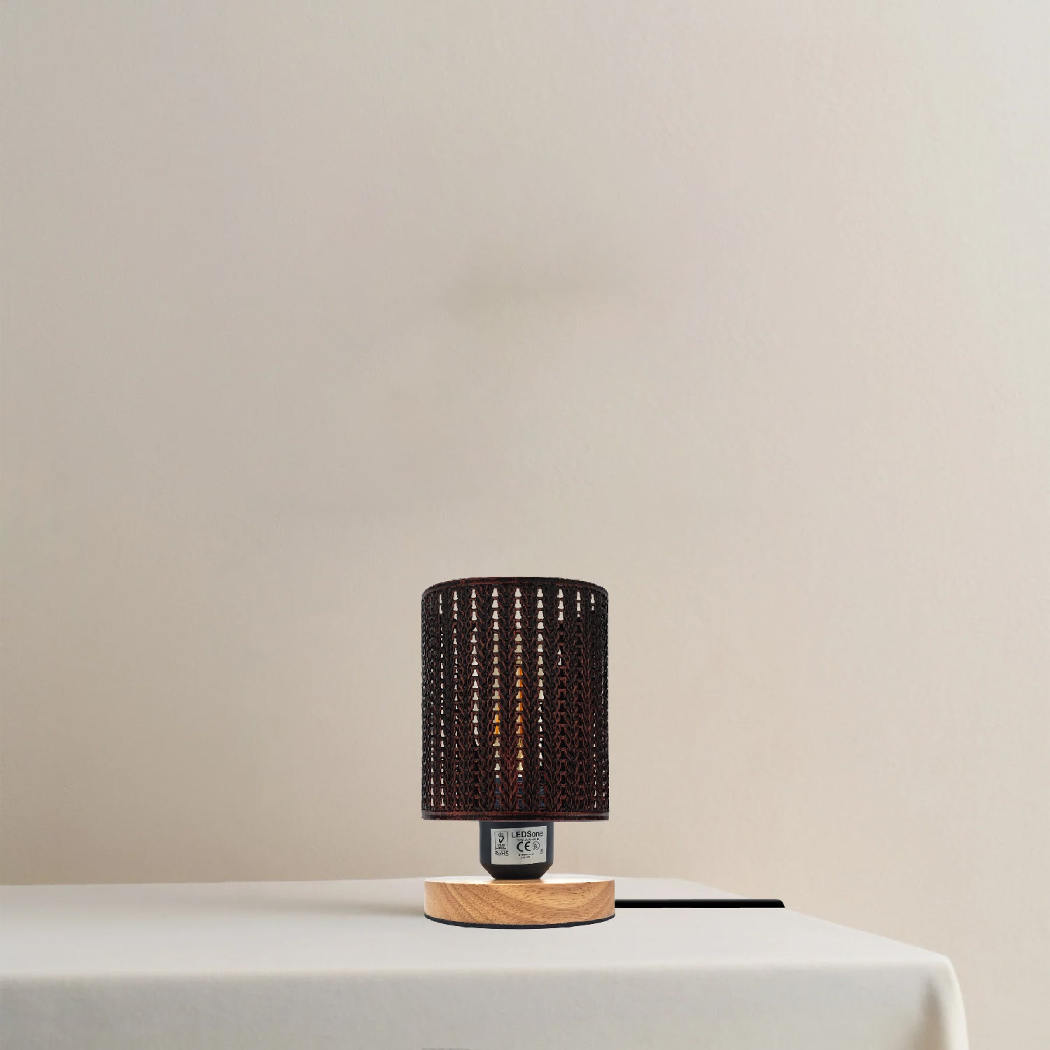 Chic Industrial Metal Cage Table Lamp with Warm Natural Wooden Base