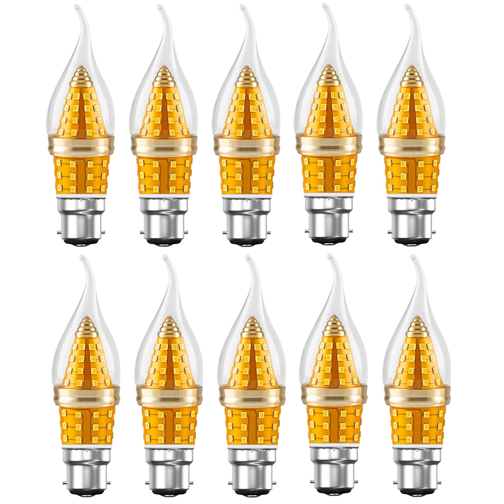 Amber Flame Tip LED C35 B22 Candle Bulb 12W 3-Color Energy Saving Light