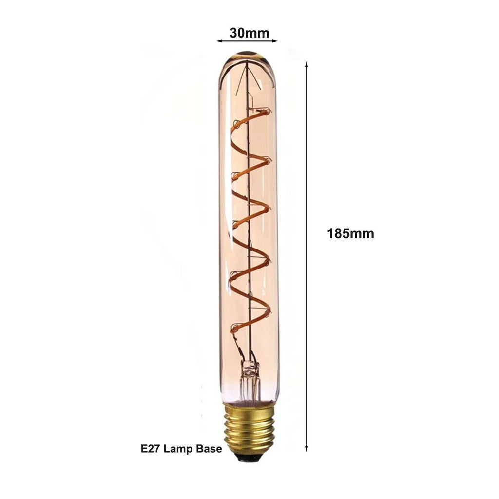 3-Pack E27 T185 LED Filament Bulbs, 4W Retro Warm White Decorative Glass