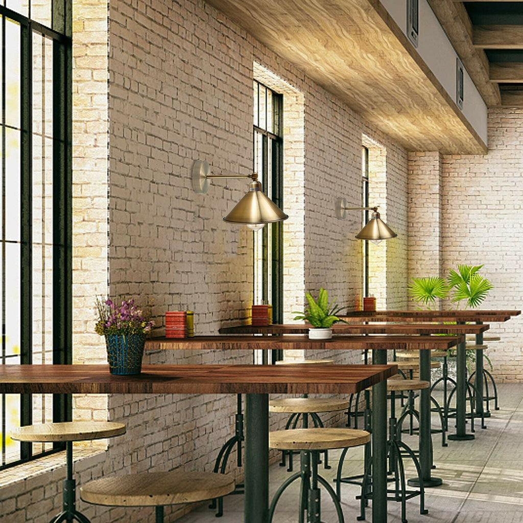 Adjustable Industrial Metal Wall Sconce Flat Shade E27 Light Fixture