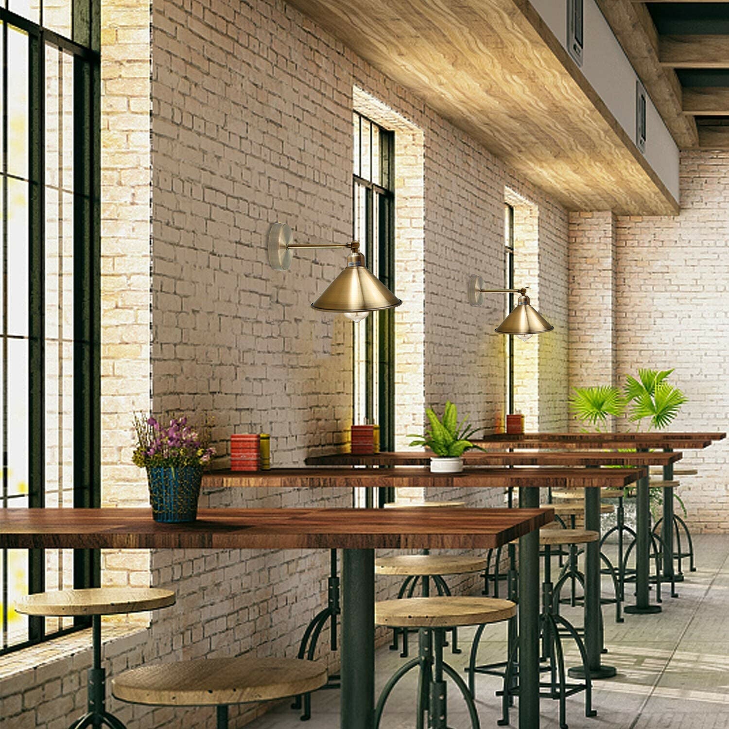 Adjustable Industrial Metal Wall Sconce Flat Shade E27 Light Fixture