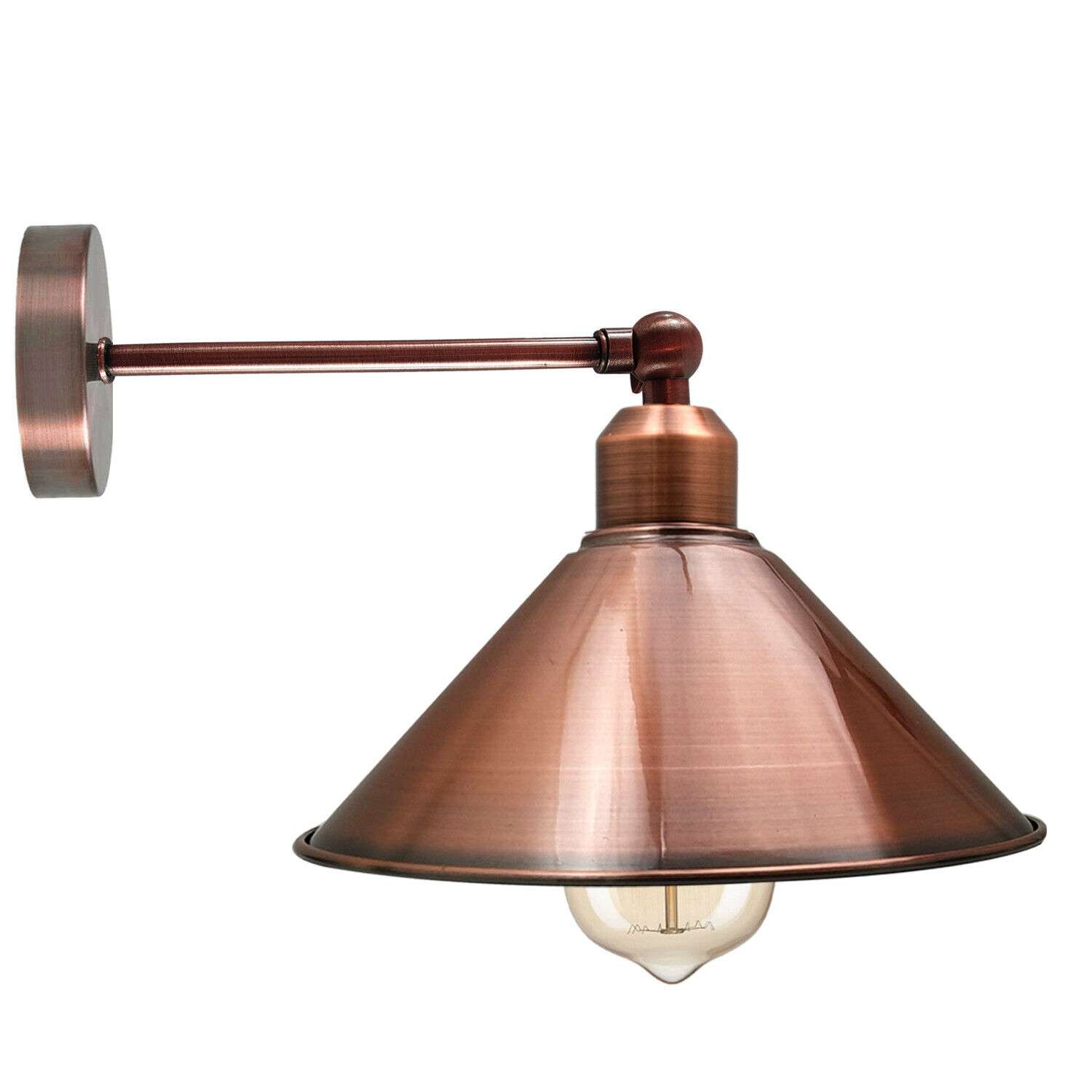 Adjustable Industrial Metal Wall Sconce Flat Shade E27 Light Fixture