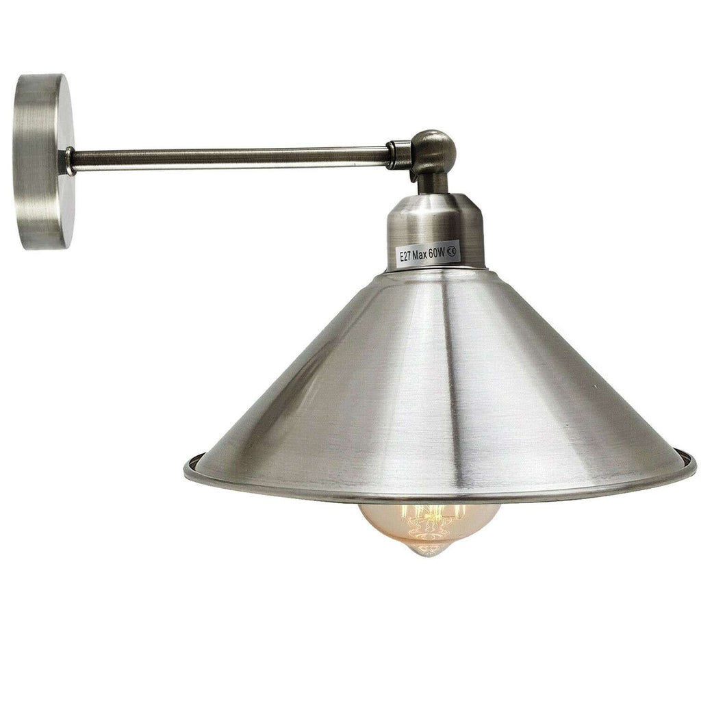 Adjustable Industrial Metal Wall Sconce Flat Shade E27 Light Fixture