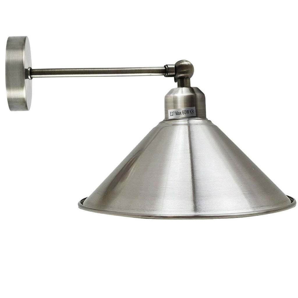 Adjustable Industrial Metal Wall Sconce Flat Shade E27 Light Fixture